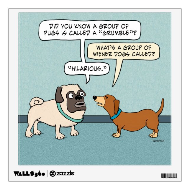 Funny Pug and Dachshund Wall Decal (Front)