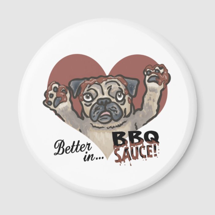 Funny Pug BBQ Fridge Magnet