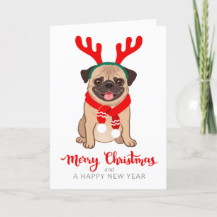 Funny Pug Christmas Card