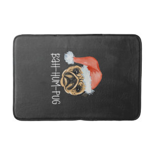 Funny Pug Christmas Dog Mom Dad Pajamas Oversized Bath Mat