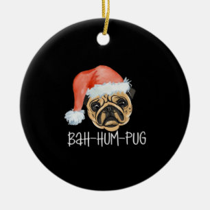 Funny Pug Christmas Dog Mom Dad Pajamas Oversized Ceramic Ornament