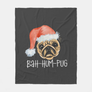 Funny Pug Christmas Dog Mom Dad Pajamas Oversized  Fleece Blanket