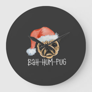 Funny Pug Christmas Dog Mom Dad Pajamas Oversized Large Clock