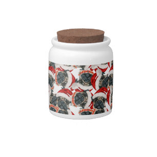Funny Pug Christmas Pattern Candy Jar