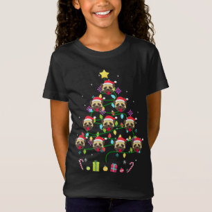 Funny Pug Christmas Tree Color Led Light T-Shirt