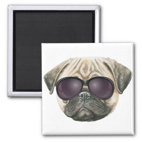 Funny pug Cute french bulldog with glasses Magnet