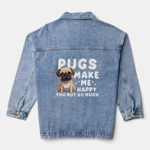 Funny Pug Design For Men Women Puppy Pet Dog Breed Denim Jacket