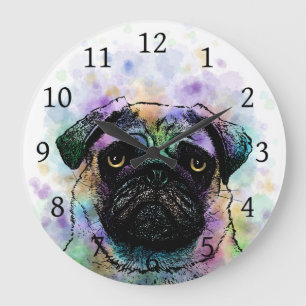 Funny Pug dog 156 Large Clock