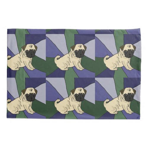 Funny Pug Dog Abstract Art Pillowcase