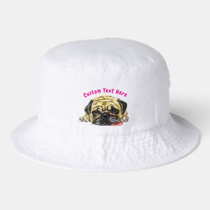 Funny Pug Dog Bucket Hat Personalized Text