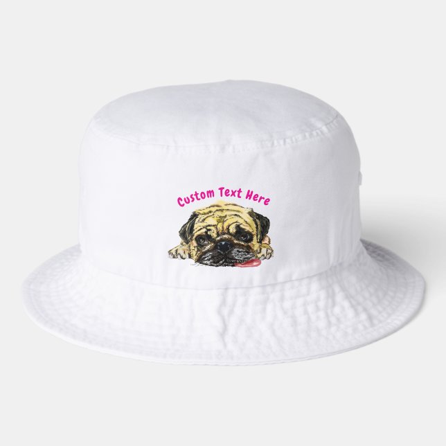 Funny Pug Dog Bucket Hat Personalized Text (Front)
