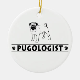 Funny Pug Dog Ceramic Ornament