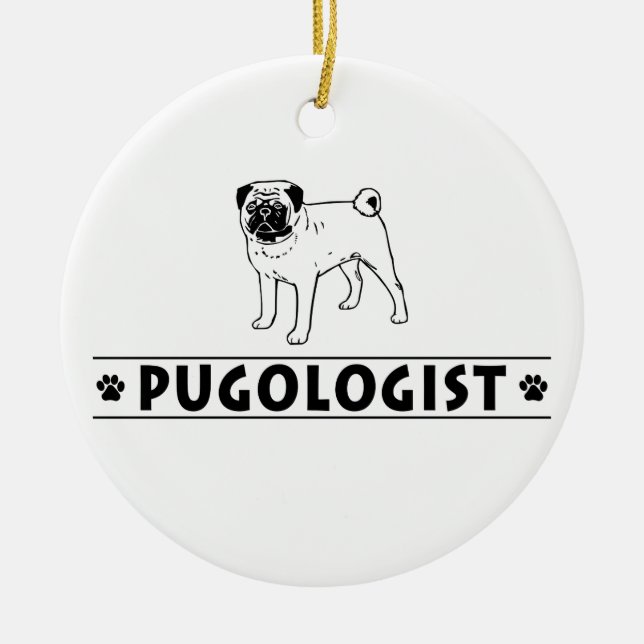 Funny Pug Dog Ceramic Ornament (Front)