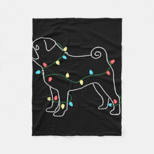 Funny Pug Dog Christmas Outfit, Pug Christmas Ligh Fleece Blanket