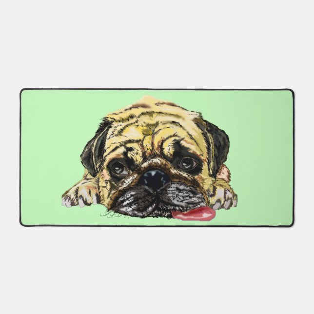 Funny Pug Dog Custom Colors Desk Mat (Front)