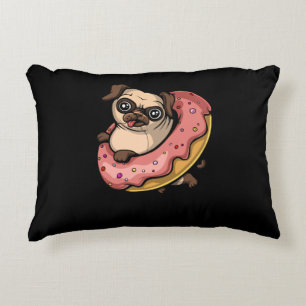 Funny Pug Dog Donut Lover Pet Accent Pillow