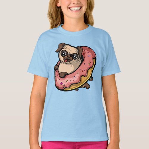 Funny Pug Dog Donut Lover Pet T_Shirt