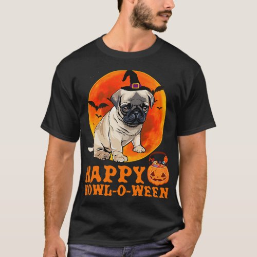 Funny Pug Dog Halloween Happy Howloween T_Shirt