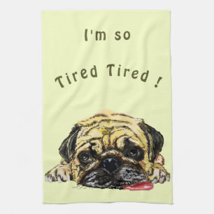 Funny Pug Dog Kitchen Towel - Custom Text