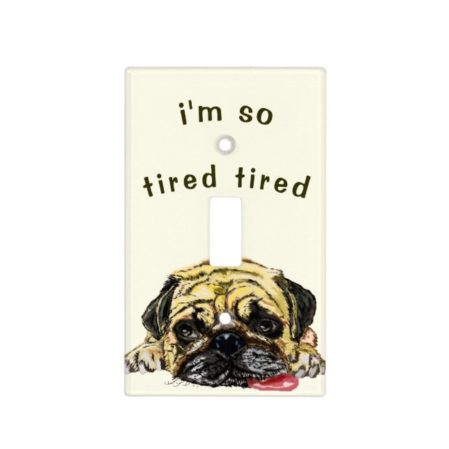 Funny Pug Dog Light Switch Cover Custom Text (Front)