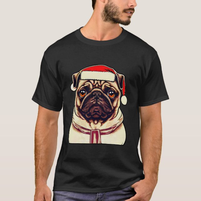 Funny Pug Dog lover Xmas Hat christmas 2022 T-Shirt (Front)