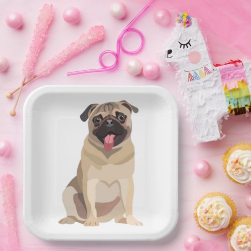 Funny Pug Dog Pet Lover  Gift For Lover Paper Plates