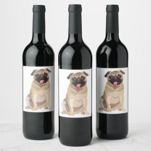 Funny Pug Dog Pet Lover Gift For Lover Wine Label