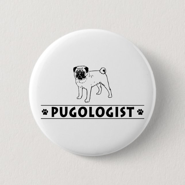 Funny Pug Dog Pinback Button (Front)
