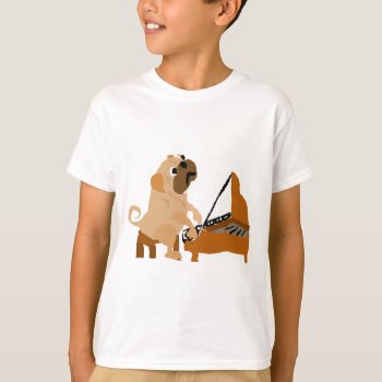 Funny Pug Dog Playing Piano T-shirt by Petspower at Zazzle