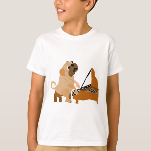 Funny Pug Dog Playing Piano T_Shirt