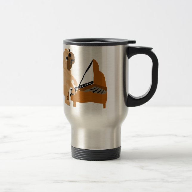 Funny Pug Dog Playing Piano Travel Mug (Right)
