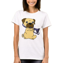 Funny Pug Dog Playing Trombone