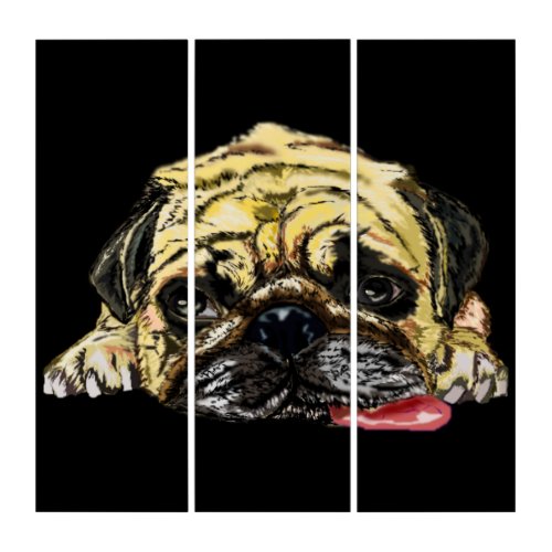 Funny Pug Dog Triptych _ Custom Colors