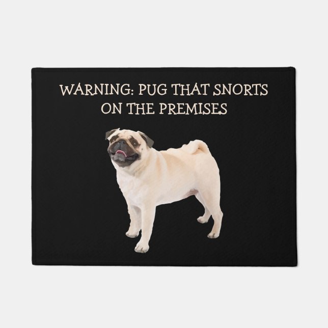 Funny Pug Dog Warning Doormat (Front)