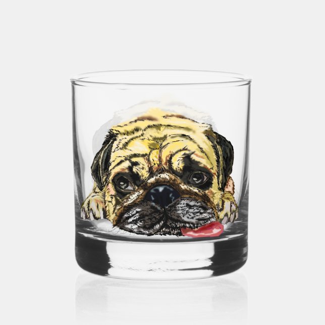 Funny Pug Dog Whiskey Glass (Back)