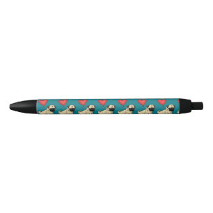 Funny Pug Dog with Heart Love Balloon Pen