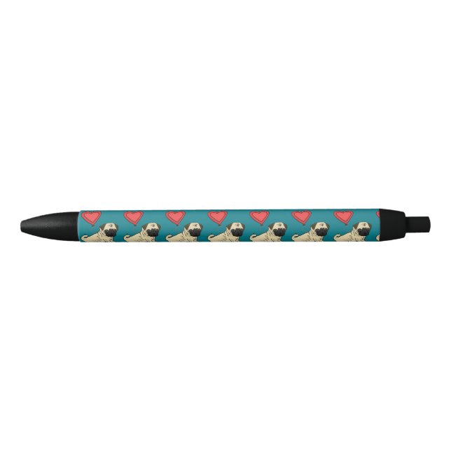 Funny Pug Dog with Heart Love Balloon Pen (Front)