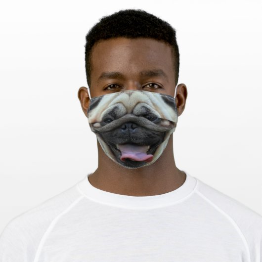 Funny Pug Face Adult Cloth Face Mask (Worn)