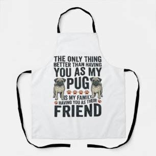 Funny Pug Family Friend Vintage Engraving Shirt De Apron
