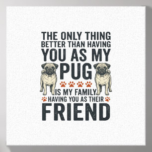 Funny Pug Family Friend Vintage Engraving Shirt De Canvas Photo Tile