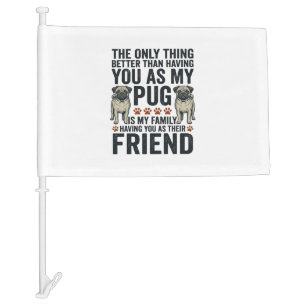 Funny Pug Family Friend Vintage Engraving Shirt De Car Flag