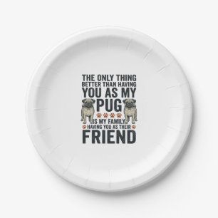 Funny Pug Family Friend Vintage Engraving Shirt De Paper Plates
