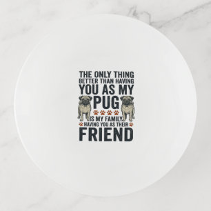 Funny Pug Family Friend Vintage Engraving Shirt De Trinket Tray