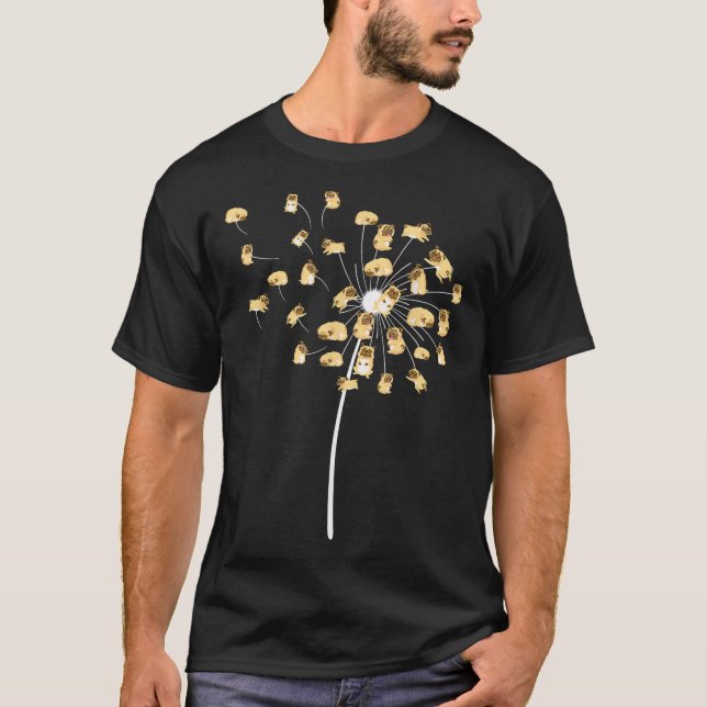 Funny Pug Gift For Men Women Cool Flower Dog Dande T-Shirt (Front)