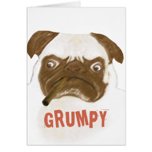 Funny Pug Grumpy Puggy with Cigar Cards