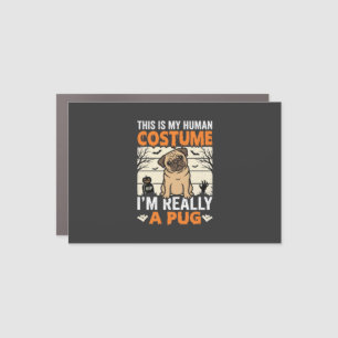 Funny Pug Halloween Human Costume Design Car Magnet