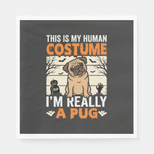 Funny Pug Halloween Human Costume Design Napkins