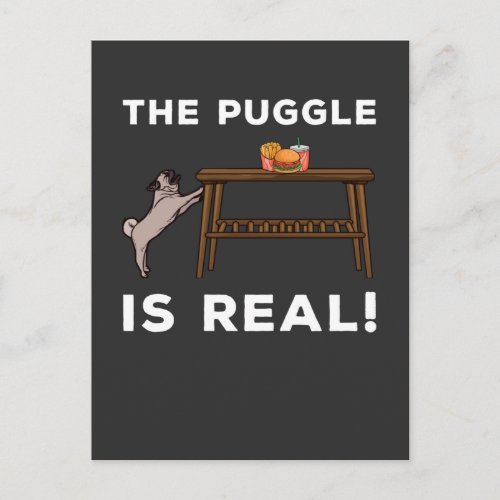 Funny Pug Hungry Dog Pun Fast Food Struggle Postcard