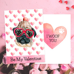 Funny Pug I Woof You Dog Valentine's Day Holiday Card