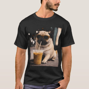 Funny Pug Iced Coffee ,Dog Coffee Lover T-Shirt